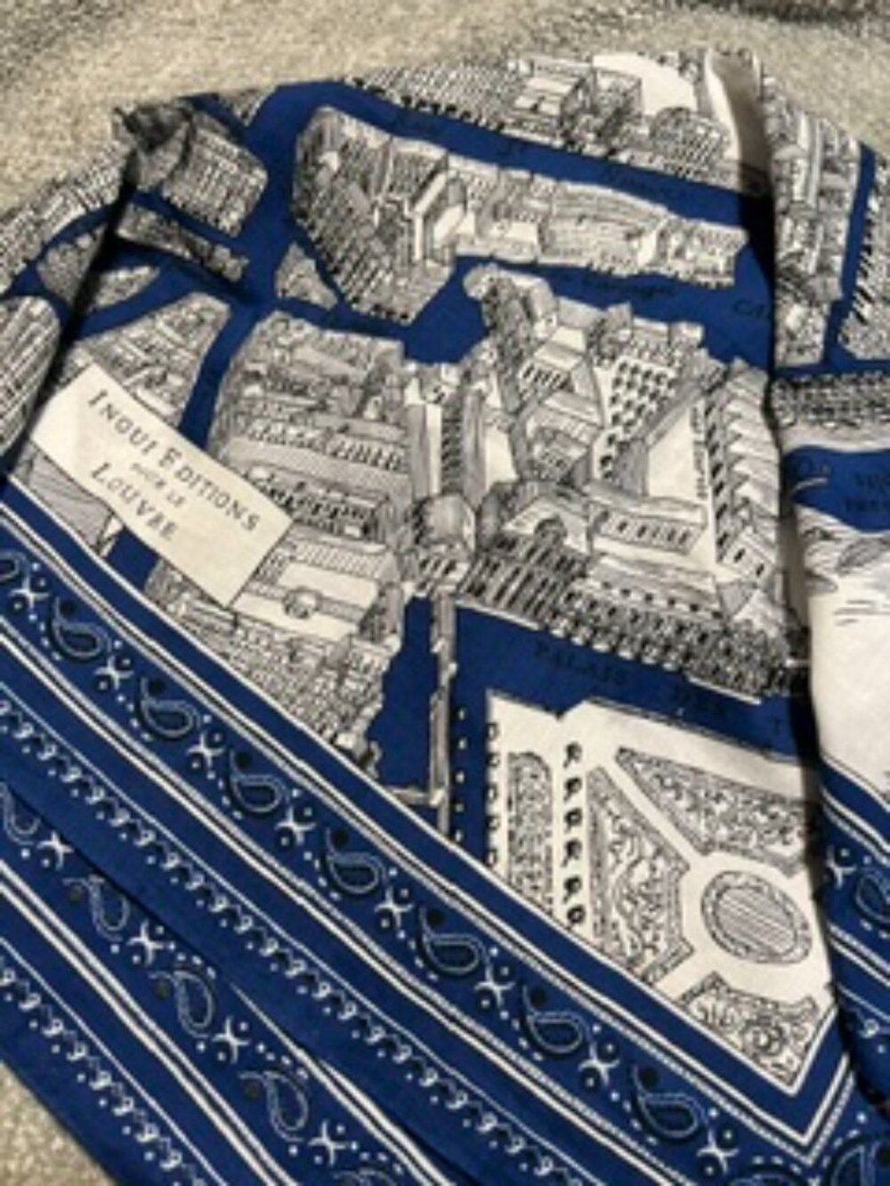 NWT Ann Mashburn Blue/White Louvre Square Scarf